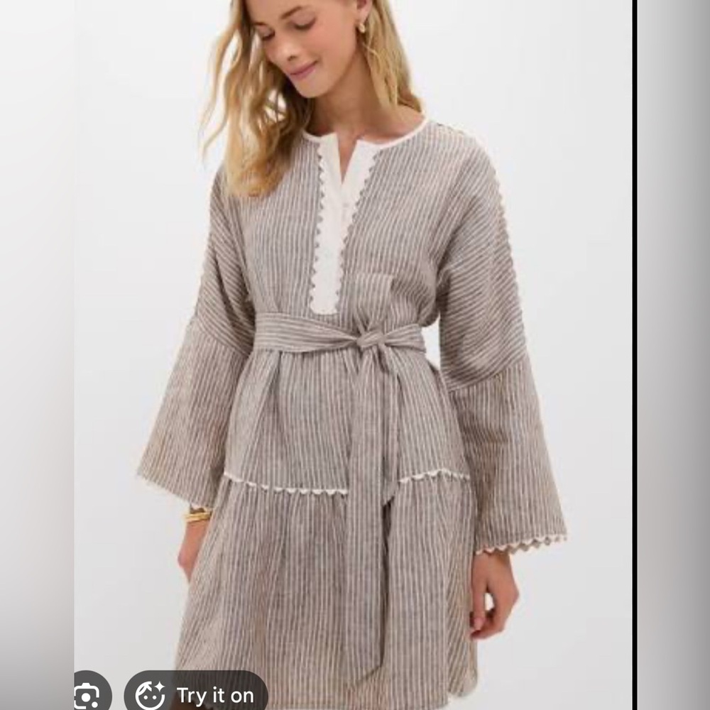TUCKERNUCK Brown Stripe Linen Tobi Mini Dress NWT